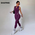 The Studio Line Contrast-Piping Activewear Jumpsuit