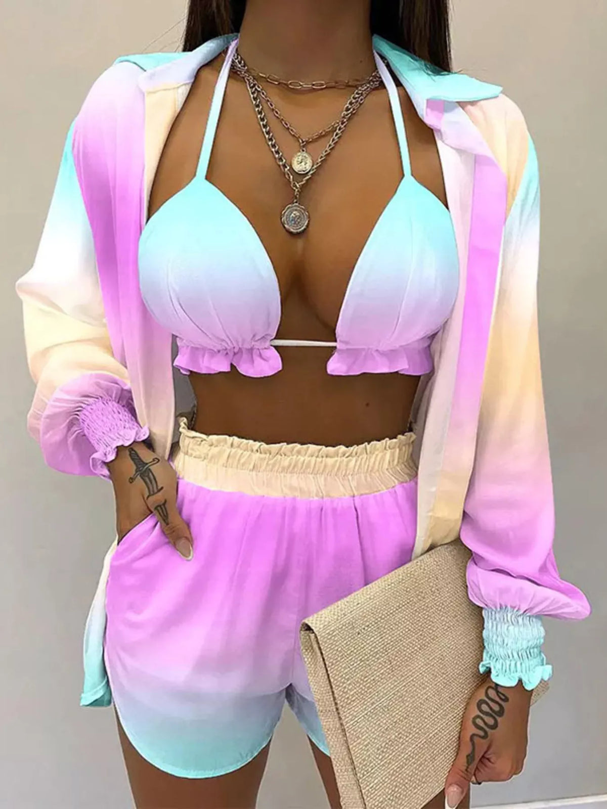 The Bloom Escape Three-Piece Shorts Set