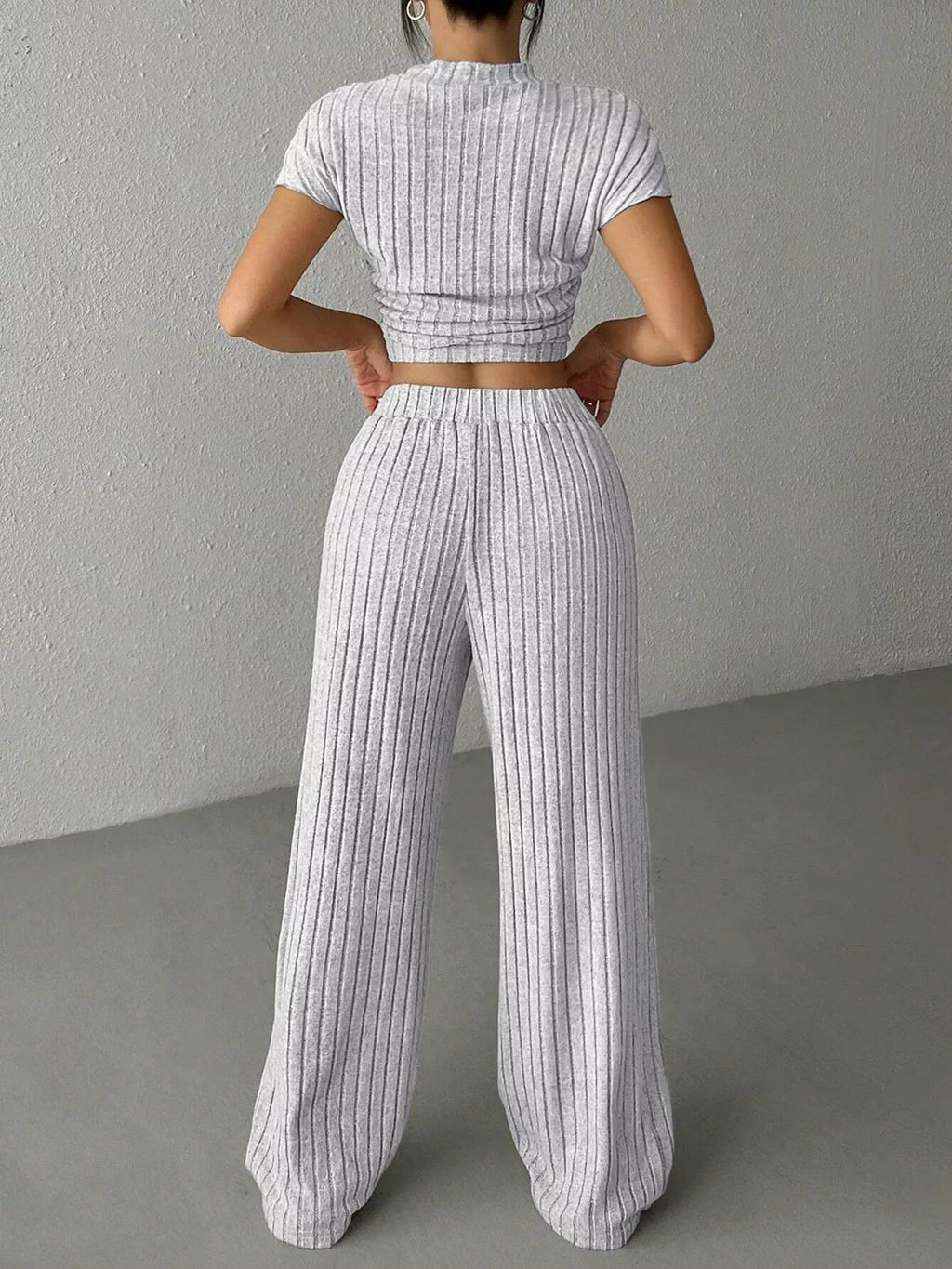 The Leisure Agenda Ribbed Wide-Leg Pants Set