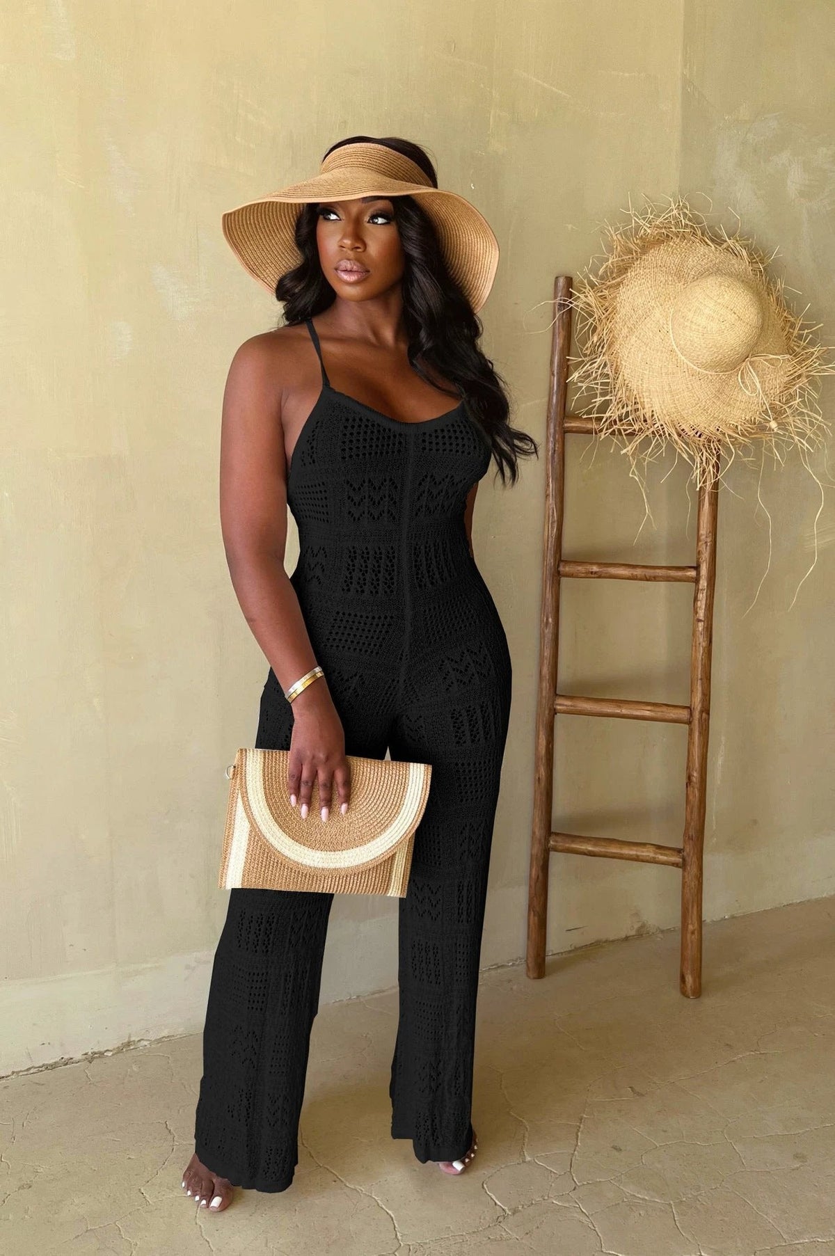 The Coastal Social Openwork Knit Jumpsuit