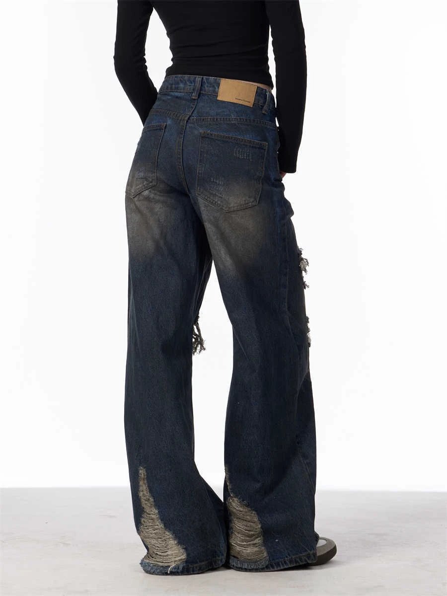 The Camo Rebel Distressed Wide-Leg Jeans