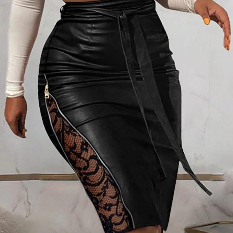 The Noir Intrigue Lace-Panel Skirt