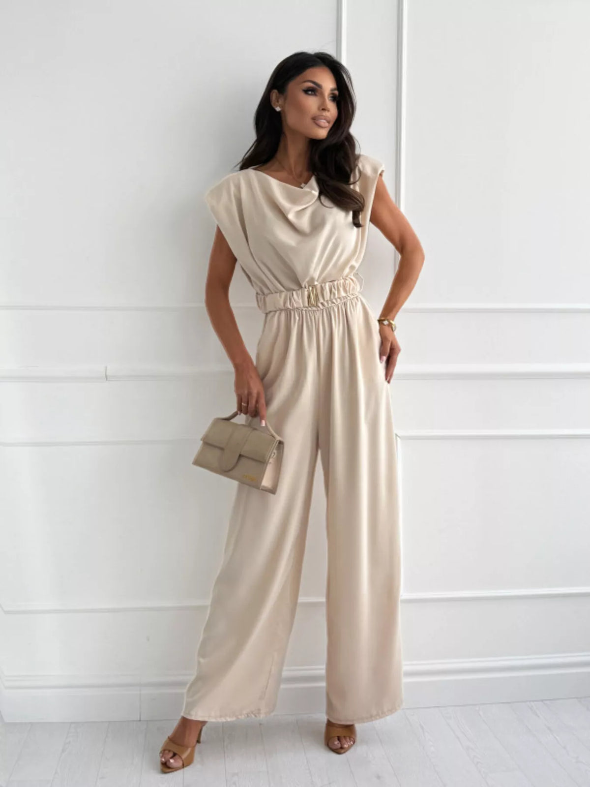 The Social Hour Belted Cowl-Neck Jumpsuit
