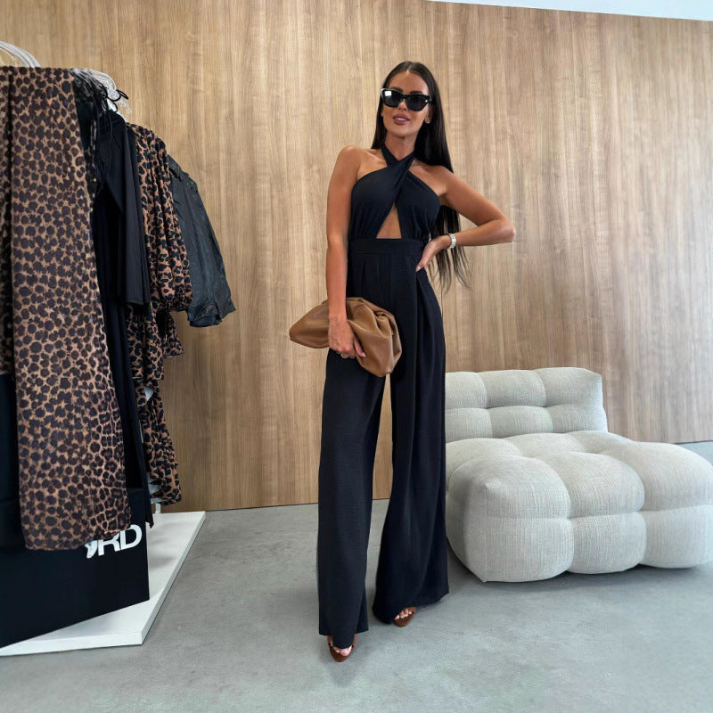 The Evening Social Halter Wide-Leg Jumpsuit