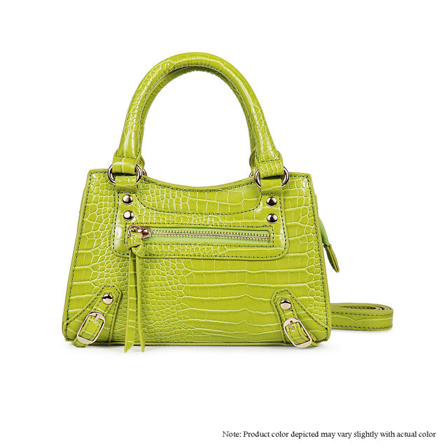 H-Lovie Mini Satchel | Croc-Embossed | Chartreuse Green