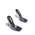Metro Gyrl Clear PVC Mule | Sculptural Ball Heel | Black