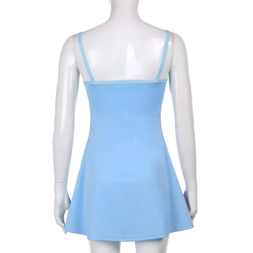 13 Going On 30 Dress – Y2K Multicolor Patchwork Cutout Mini