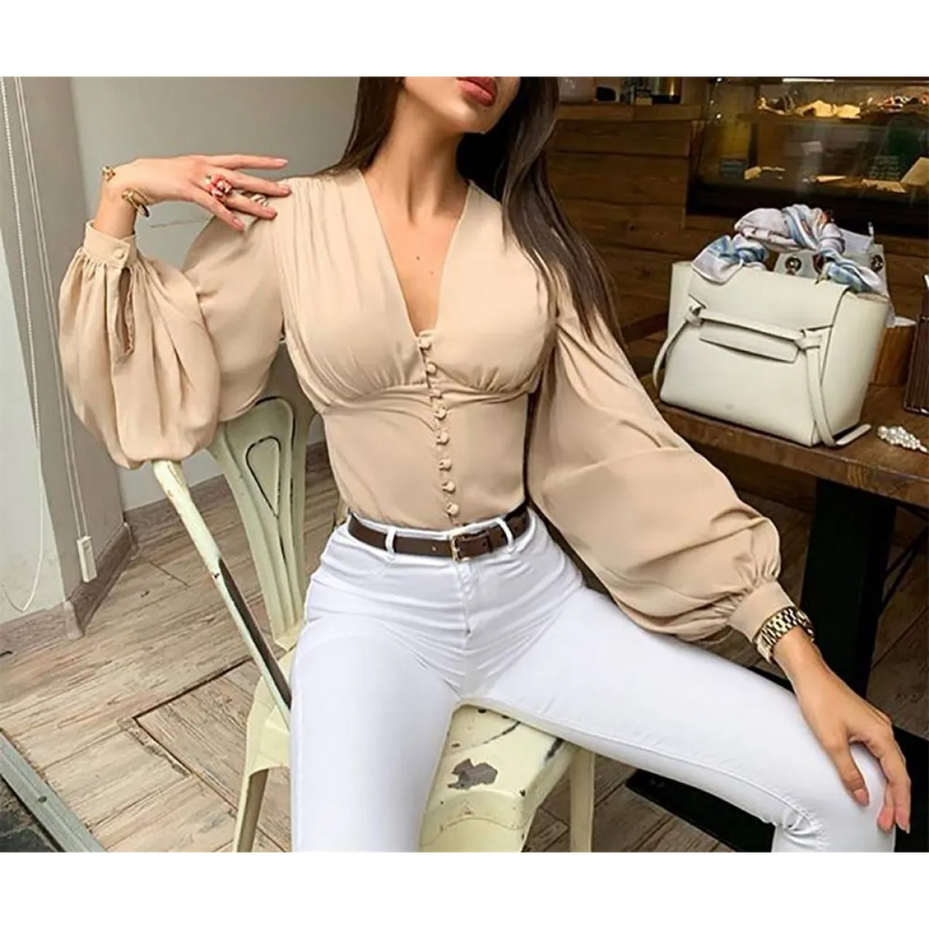 The Café Chic Lantern Sleeve Blouse
