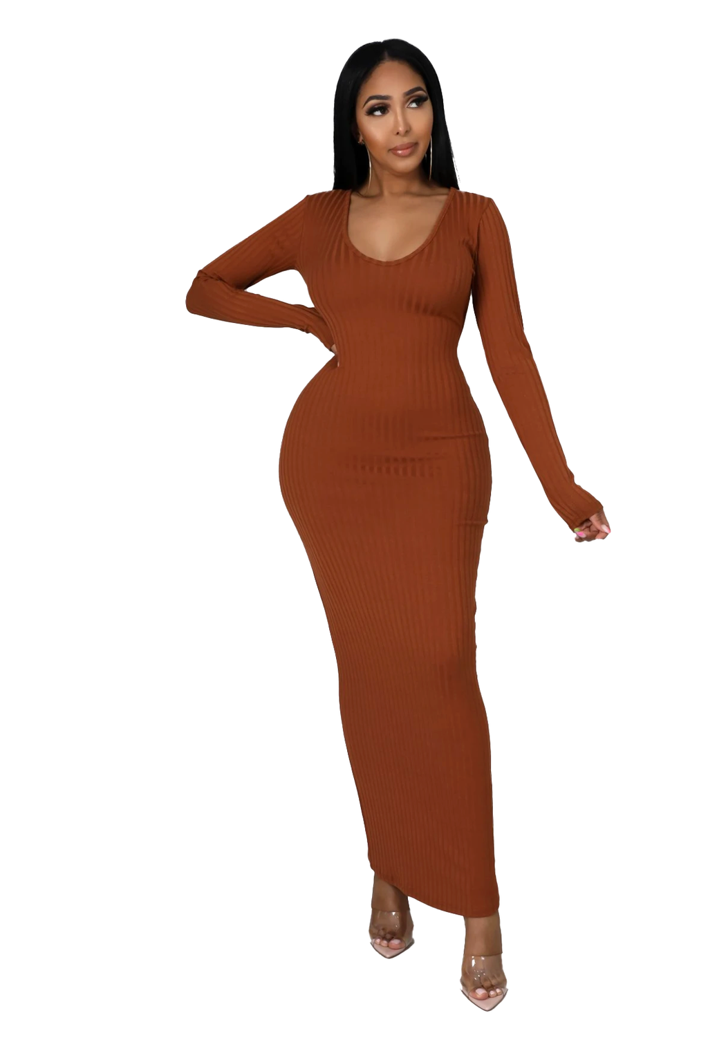 The Caramel Crush Open-Back Maxi Dress