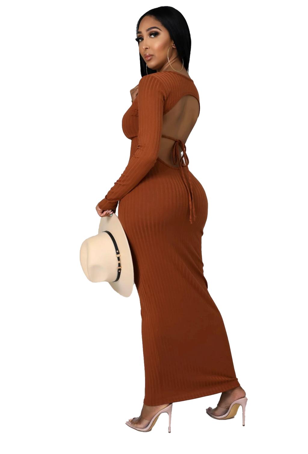 The Caramel Crush Open-Back Maxi Dress