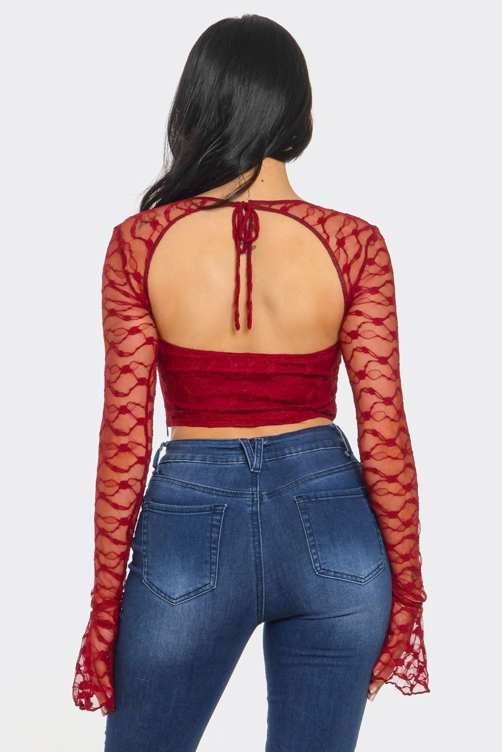 Marissa Long Sleeve Laced Crop Top Bustier – Lace Corset Top for Women