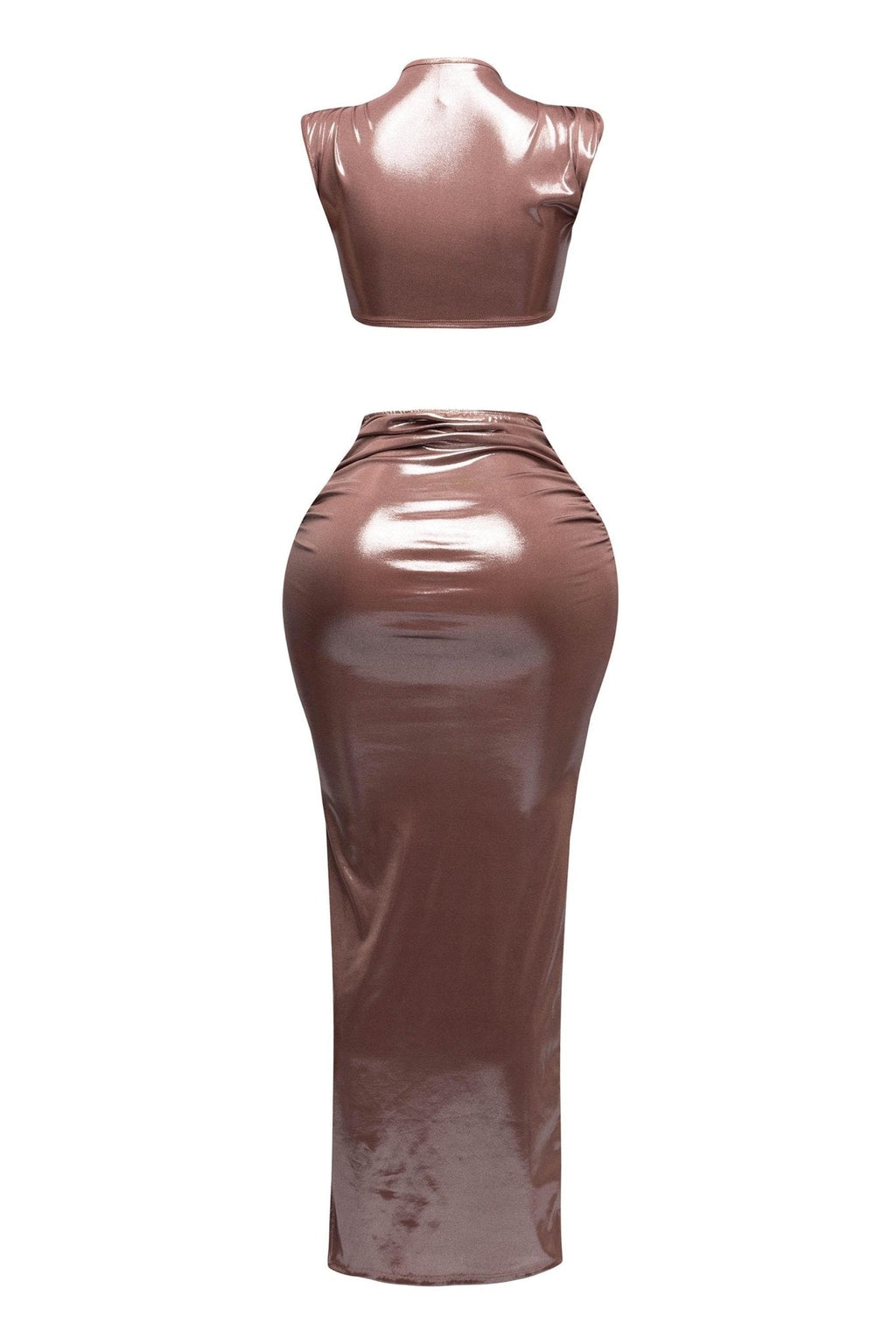 Starlust Metallic Foil Crop Top & Maxi Skirt  Set – Birthday Outfit