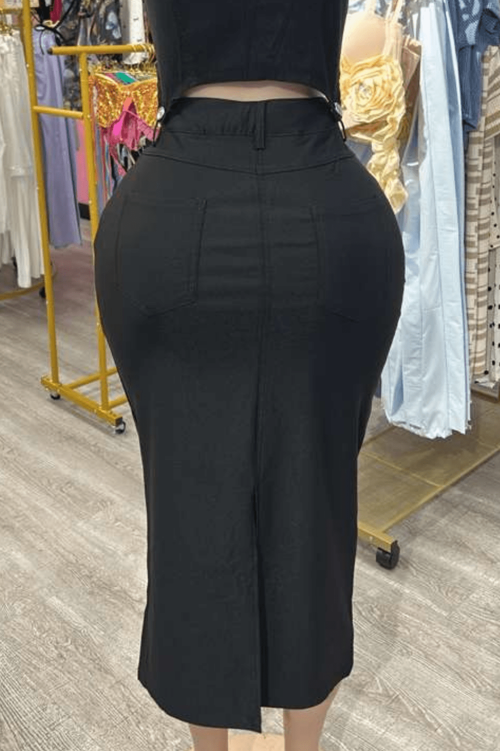 Midnight Rodeo Denim Crop Top & Midi Skirt Set