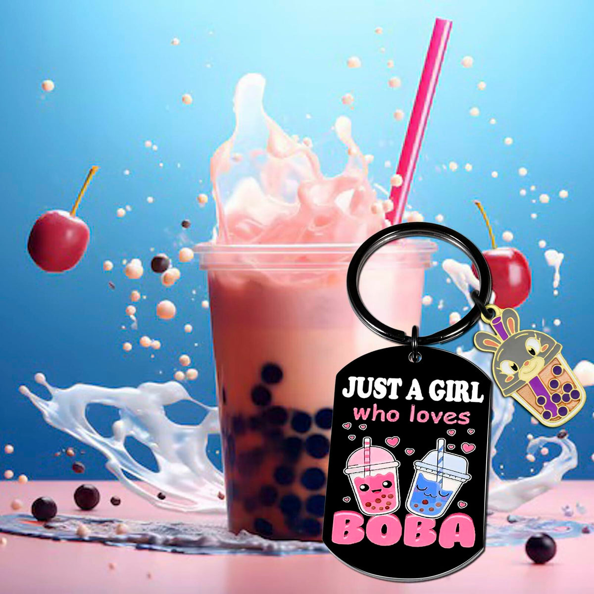 Crizaor Just a Girl Who Loves Boba Keychain