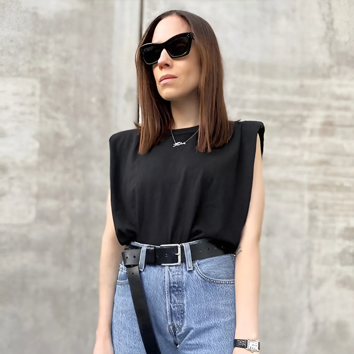 The Power Move Padded-Shoulder Tee