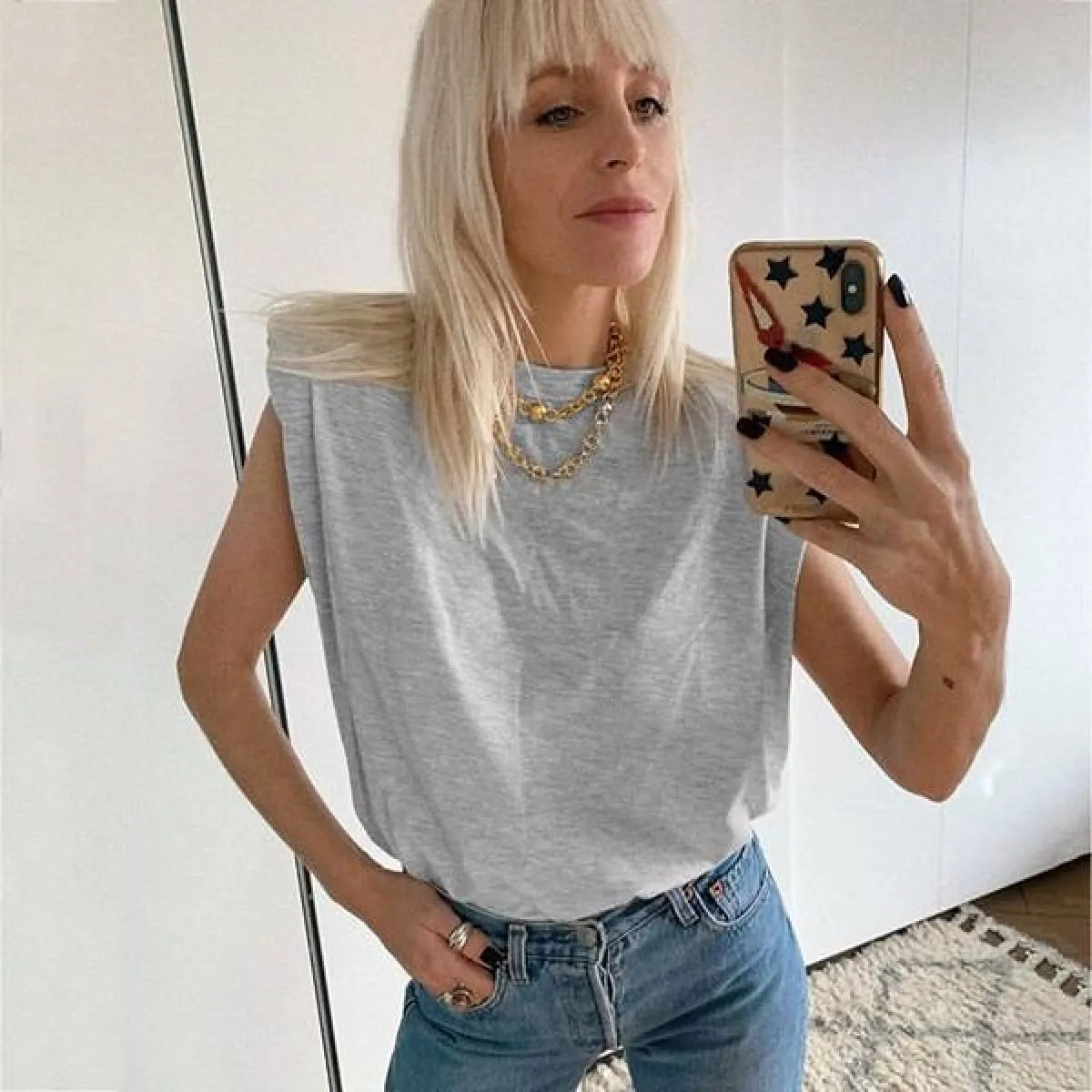 The Power Move Padded-Shoulder Tee