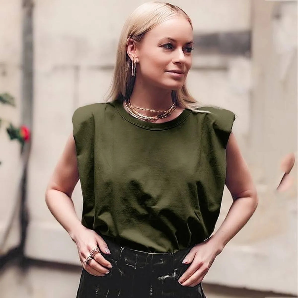 The Power Move Padded-Shoulder Tee