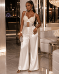 Pearl-Effect Beaded Fringe Bustier Crop Top