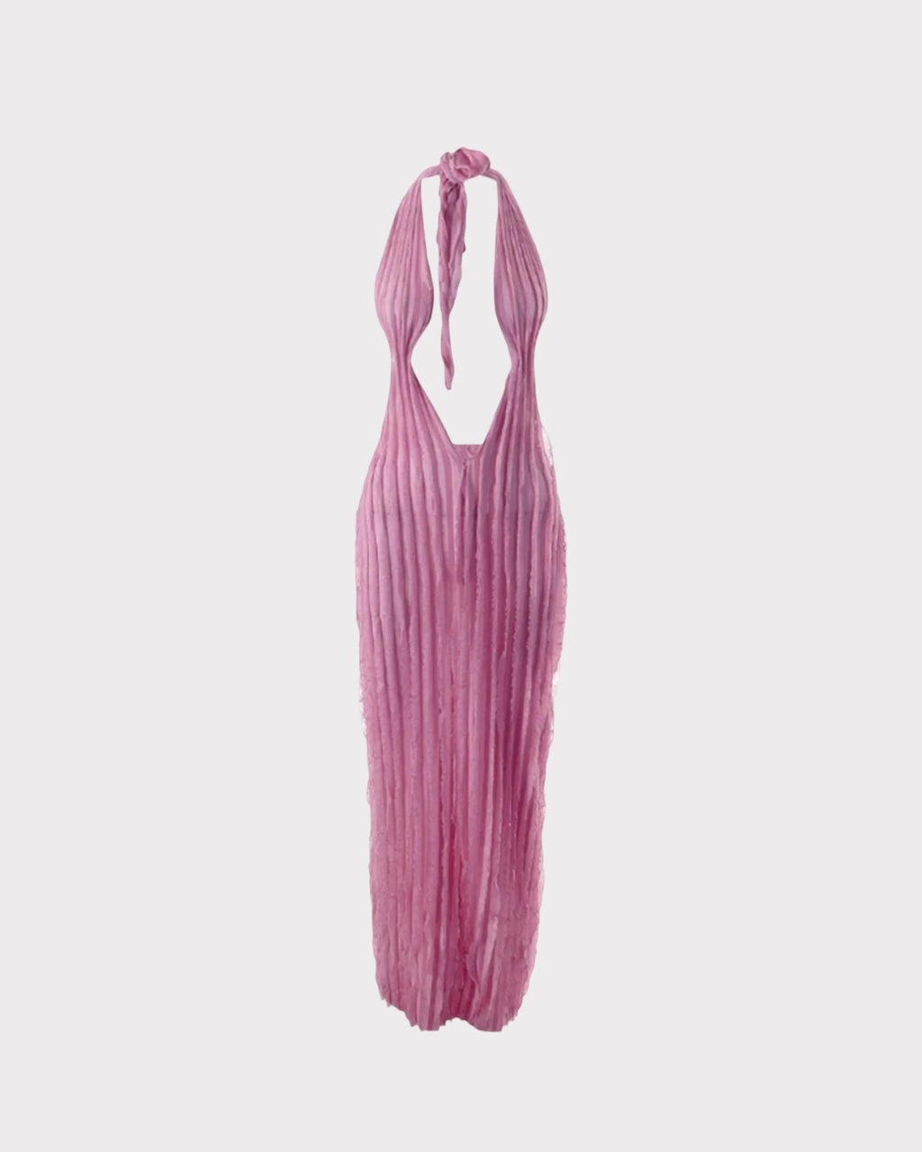 Pink Halter Ruffle Dress