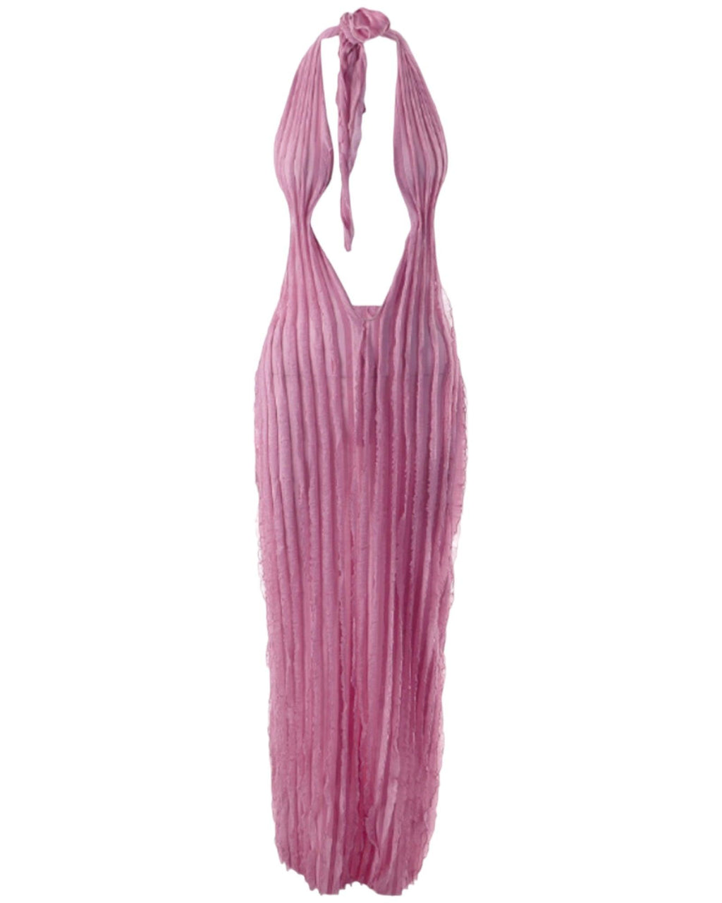 Pink Halter Ruffle Dress