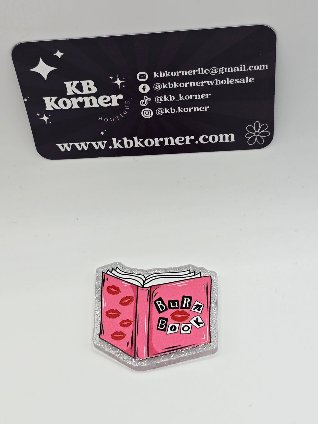 Burn Book Pink Glitter Bag Charm