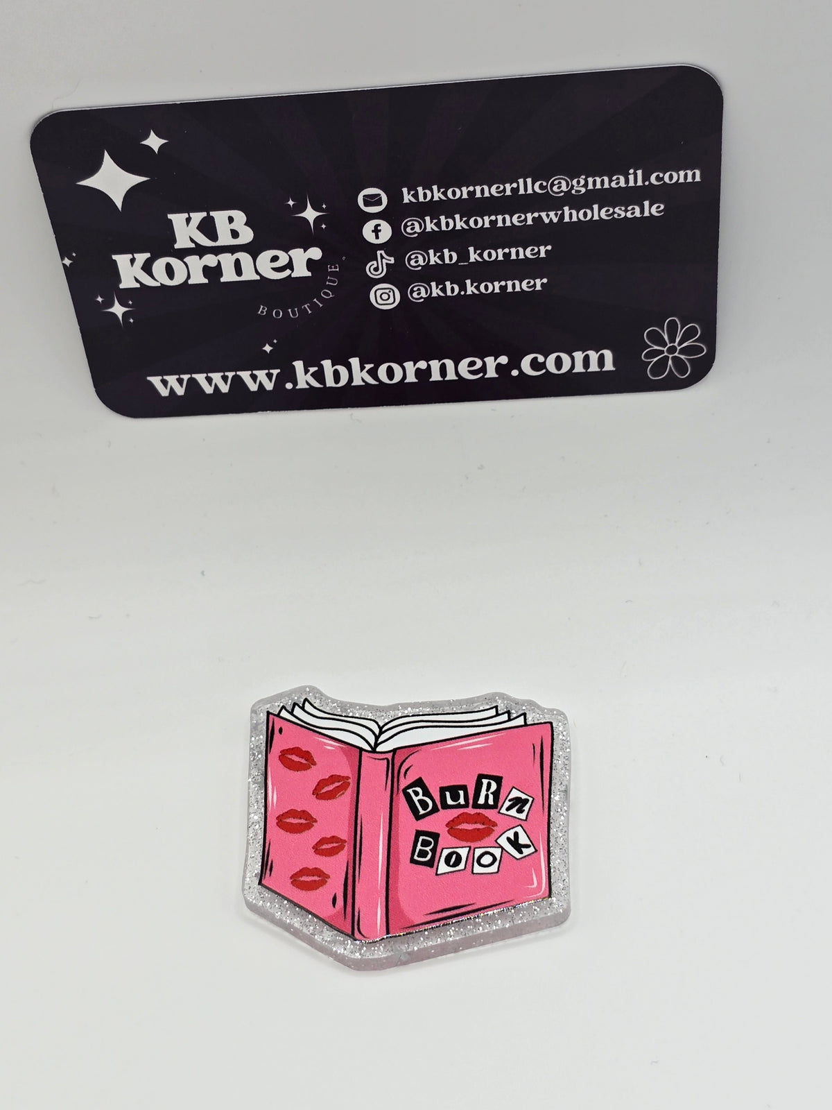 Burn Book Pink Glitter Bag Charm