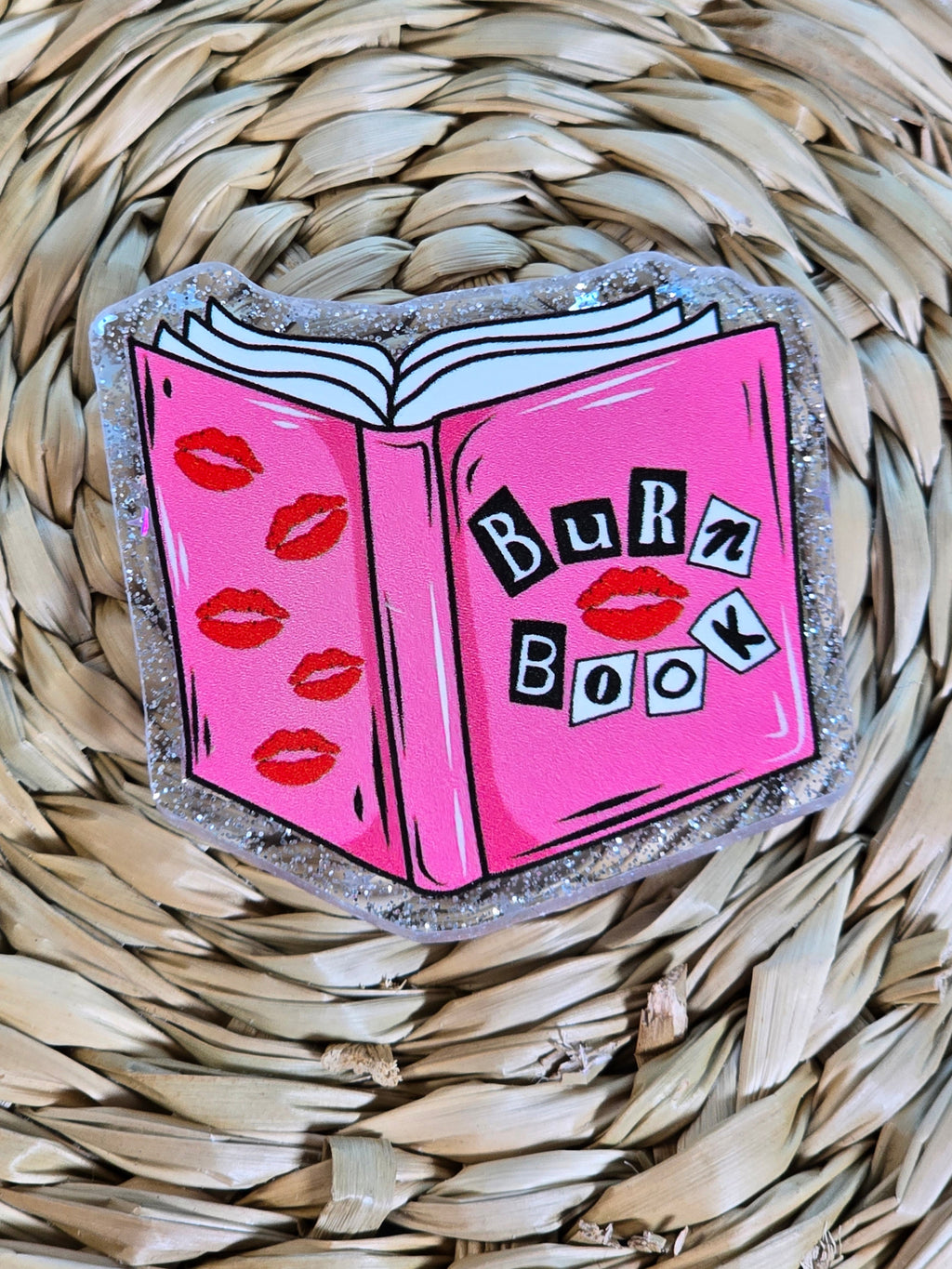 Burn Book Pink Glitter Bag Charm