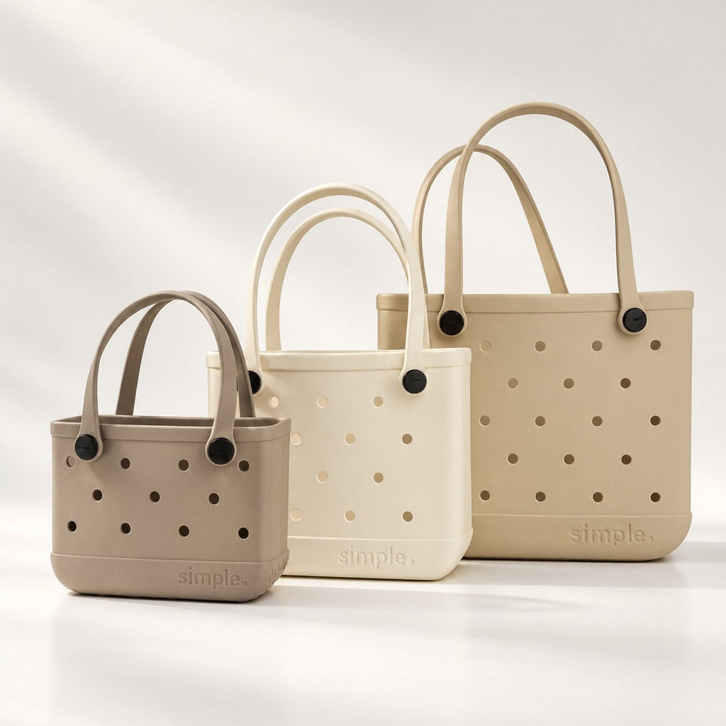 Rubber Tote Bag Set of 3 (XL/M/S) – Stylish Beige Tones EVA Bags, Great Value