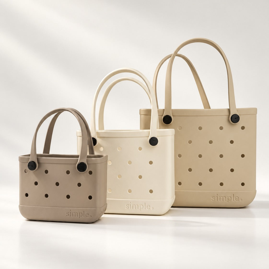 Rubber Tote Bag Set of 3 (XL/M/S) – Stylish Beige Tones EVA Bags, Great Value