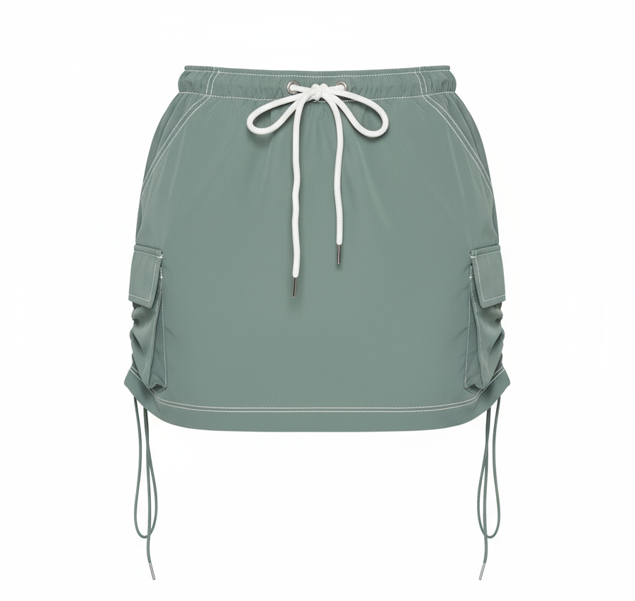 Slate Grey Cargo Mini Skirt