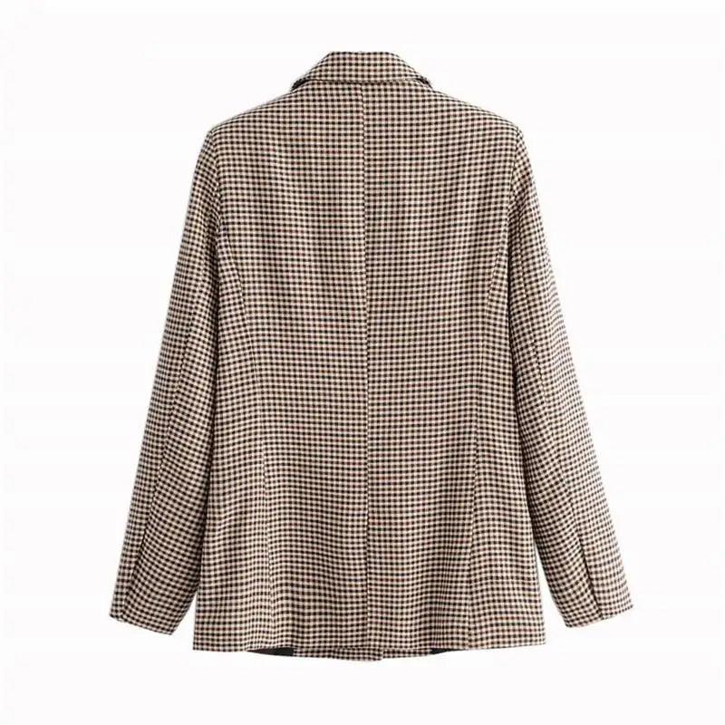 Double-Breasted Plaid Blazer Coat | Notched Collar & Pockets