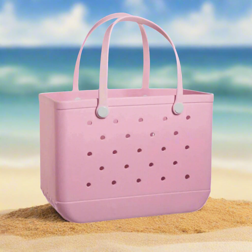 Limited offer : Women's Beach Bag, Waterproof Beach Rubber Tote Bag, Washable and Open Handbag Rubber Beach Handbag (10.62*8.26*4.33in) Size large