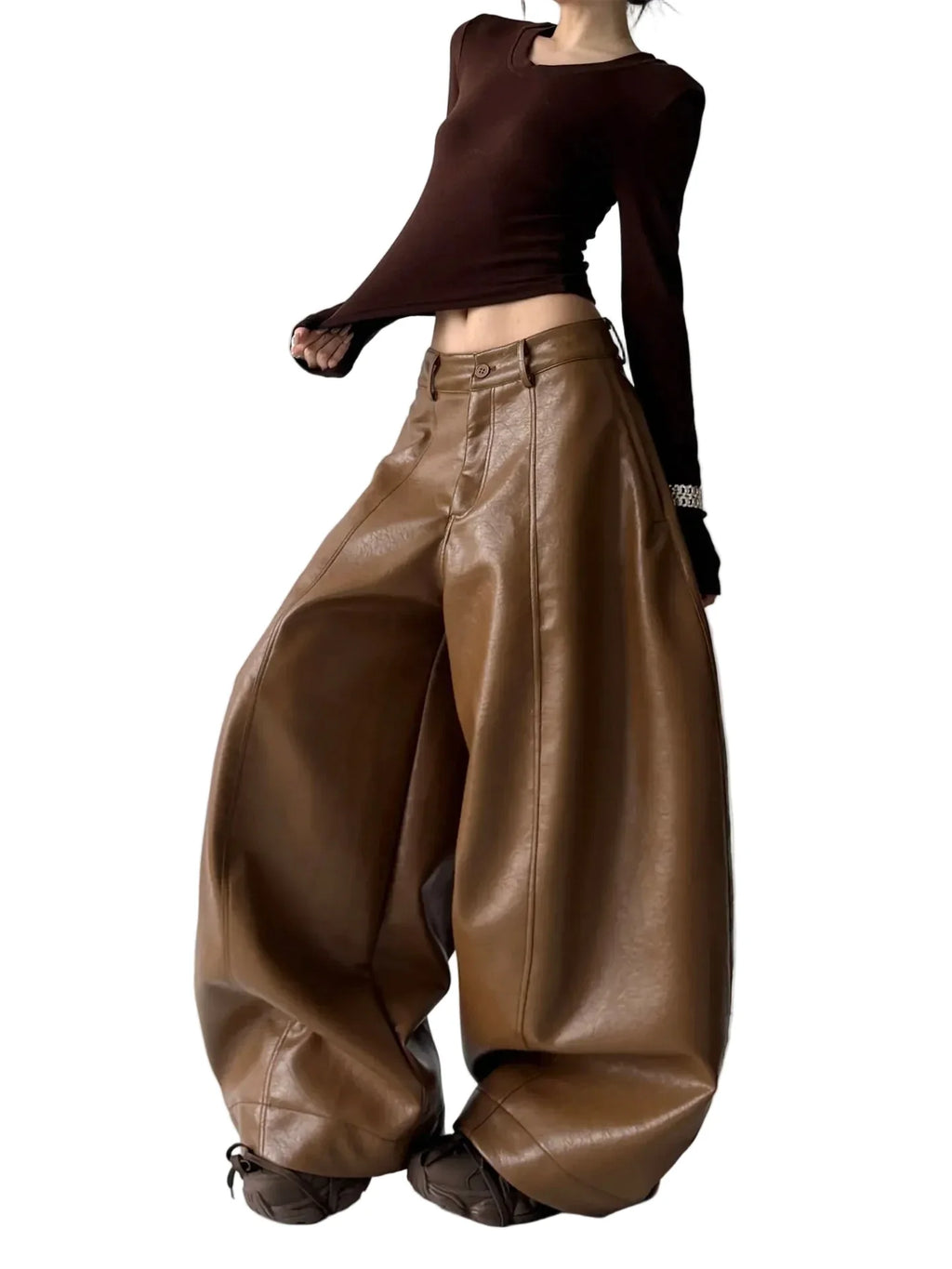 The Downtown Volume Faux Leather Pants