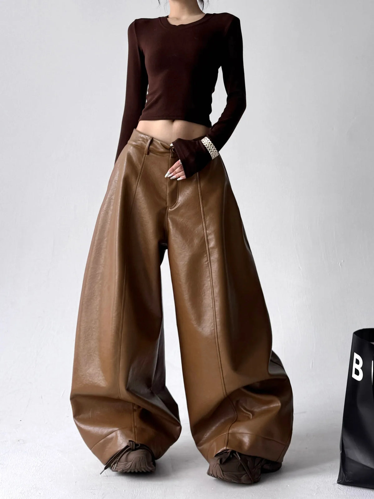 The Downtown Volume Faux Leather Pants