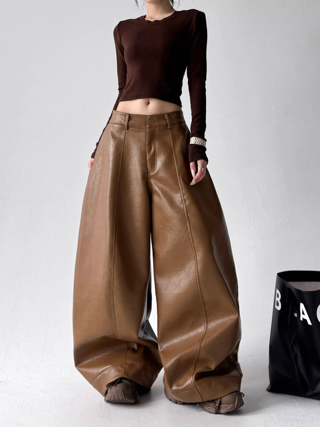 The Downtown Volume Faux Leather Pants