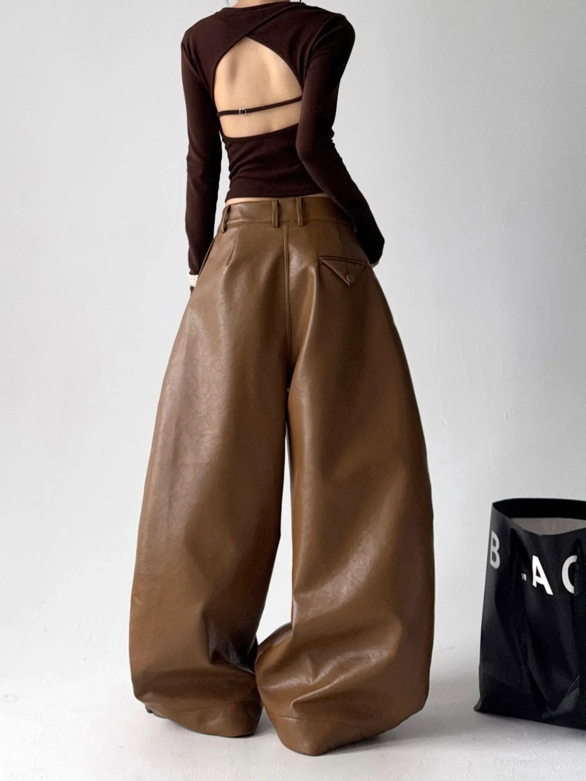 The Downtown Volume Faux Leather Pants