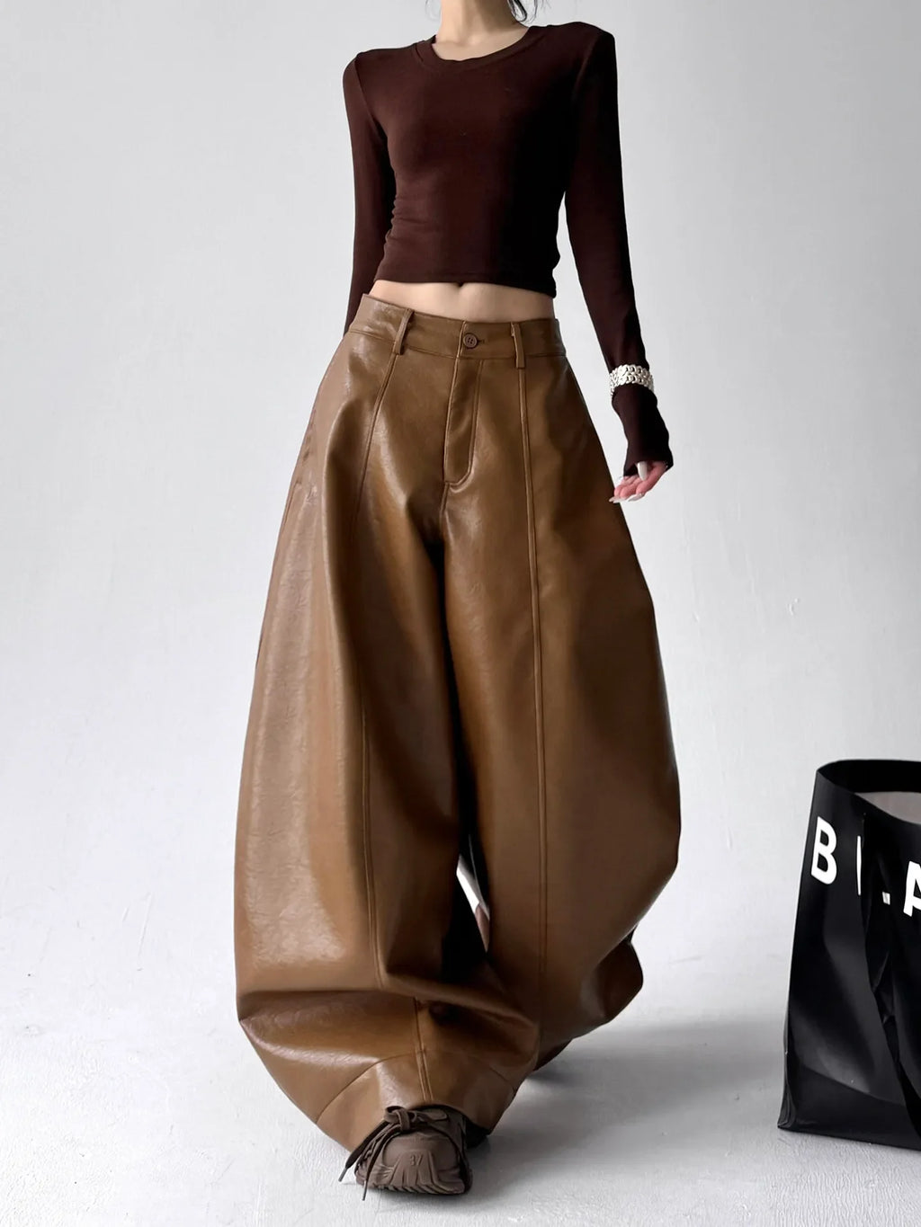 The Downtown Volume Faux Leather Pants