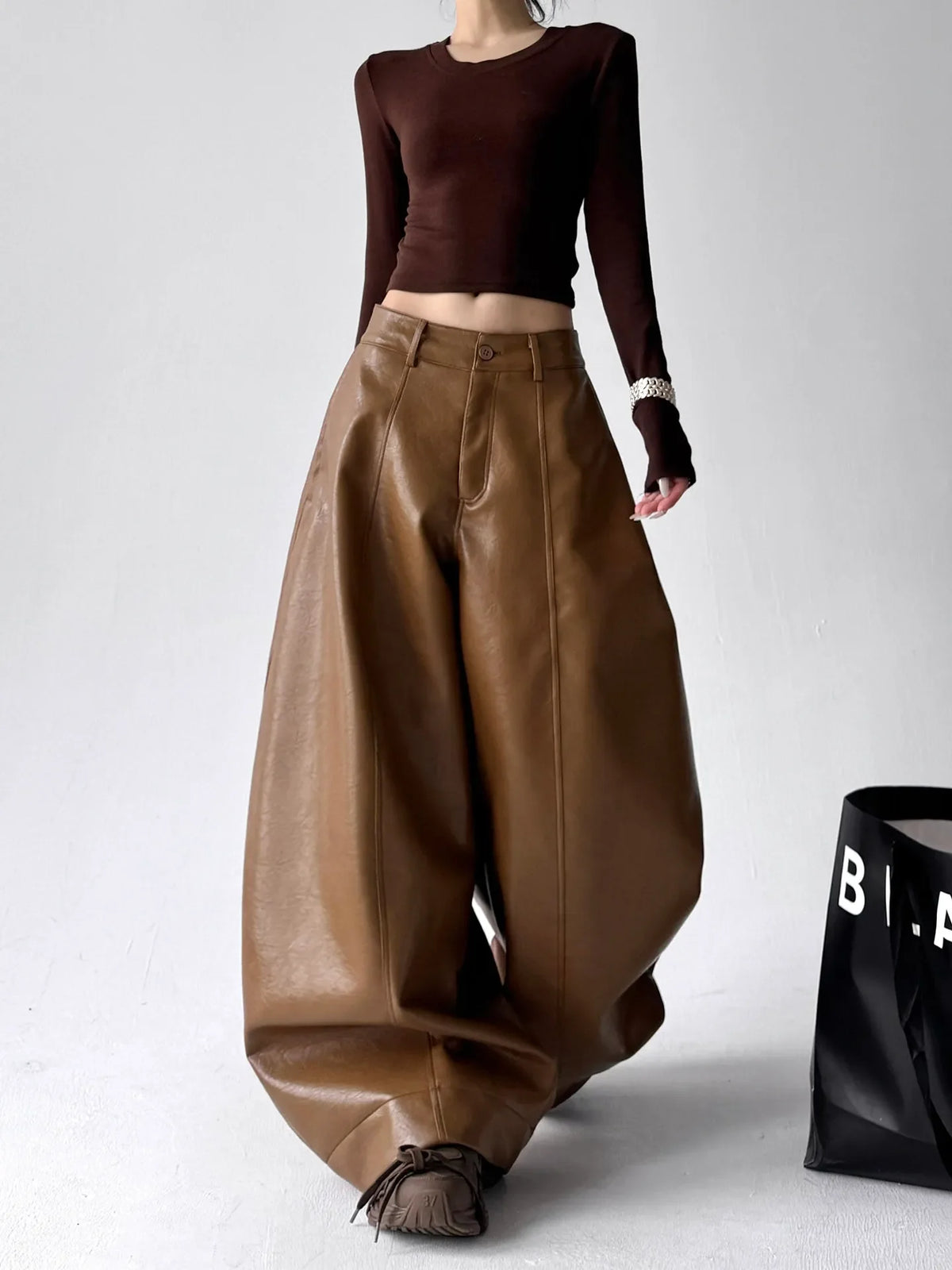 The Downtown Volume Faux Leather Pants