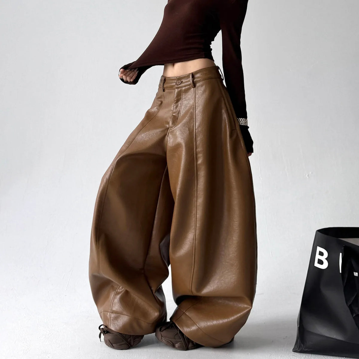 The Downtown Volume Faux Leather Pants