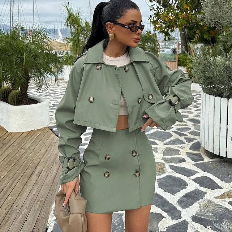 The Sage Society Cropped Jacket & Mini Skirt Set