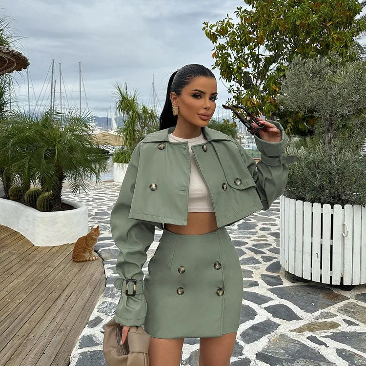 The Sage Society Cropped Jacket & Mini Skirt Set
