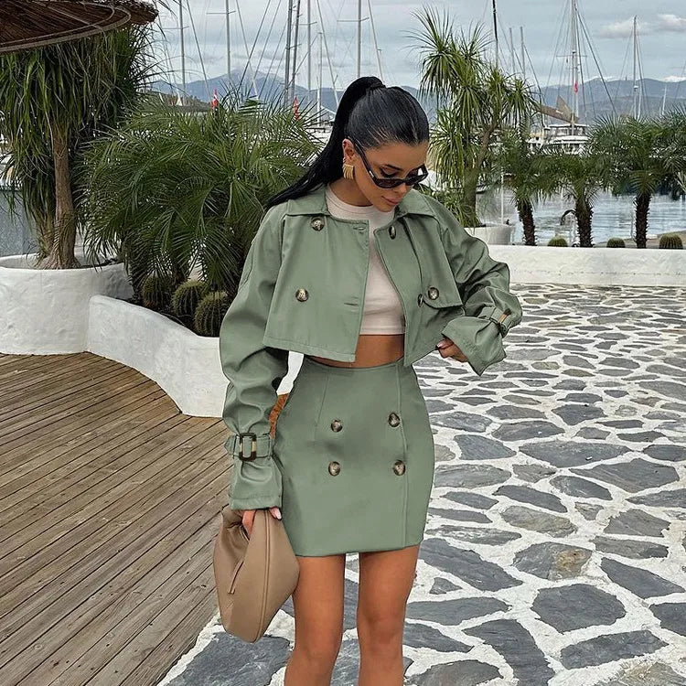 The Sage Society Cropped Jacket & Mini Skirt Set