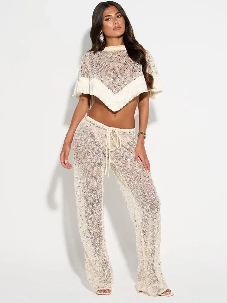 The Resort Encore Sequin Fringe Pants Set