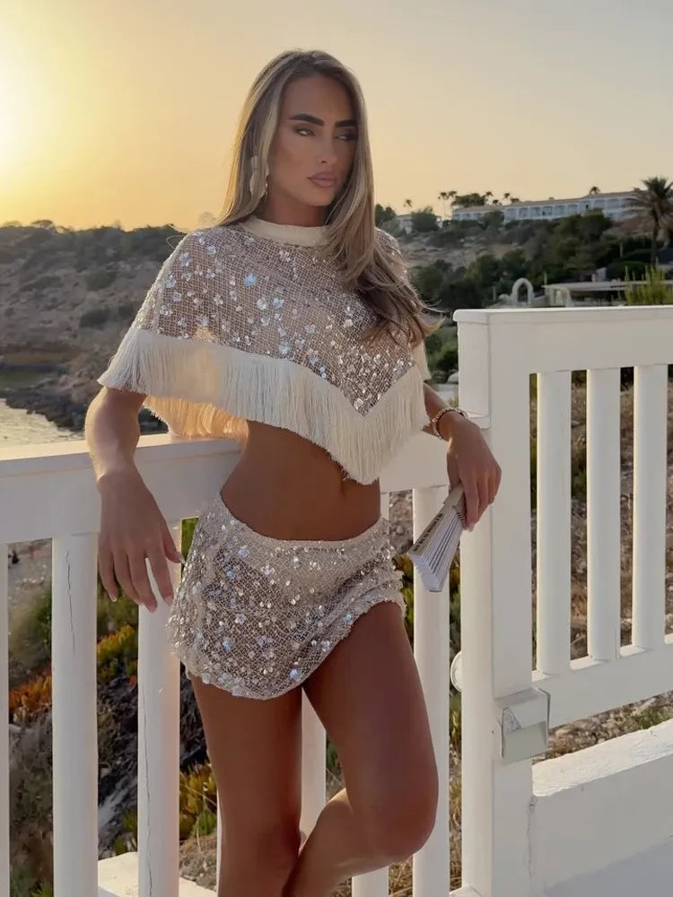 The Resort Encore Sequin Fringe Pants Set