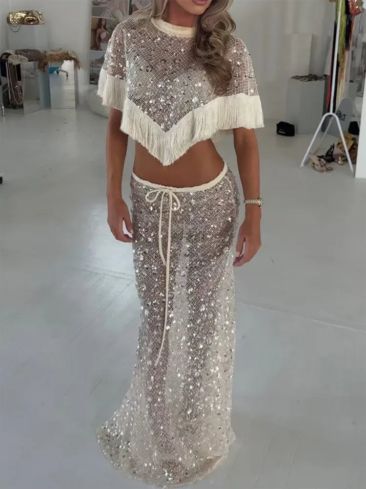 The Resort Encore Sequin Fringe Pants Set