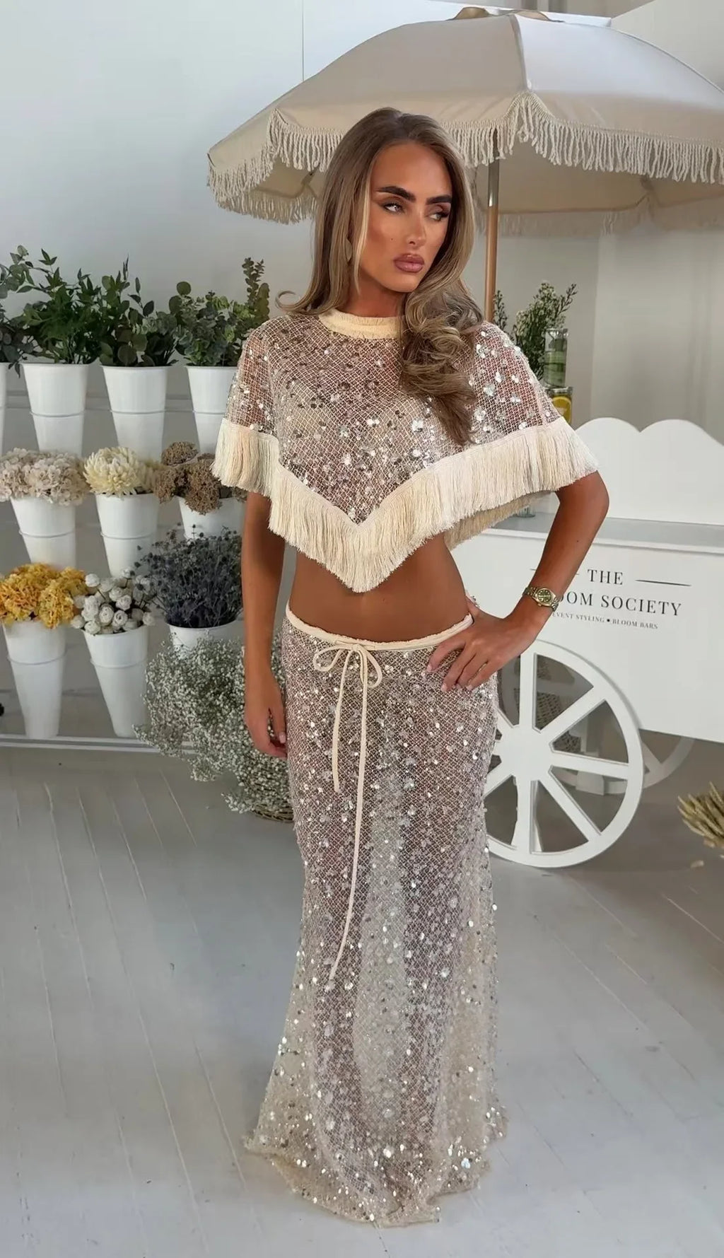 The Resort Encore Sequin Fringe Pants Set