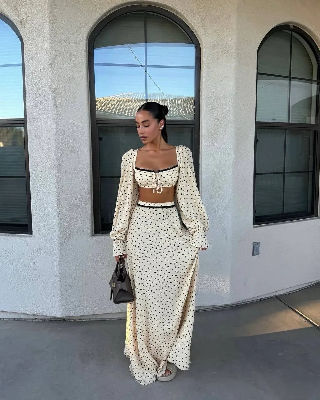 The Riviera Romance Polka Dot Maxi Skirt Set