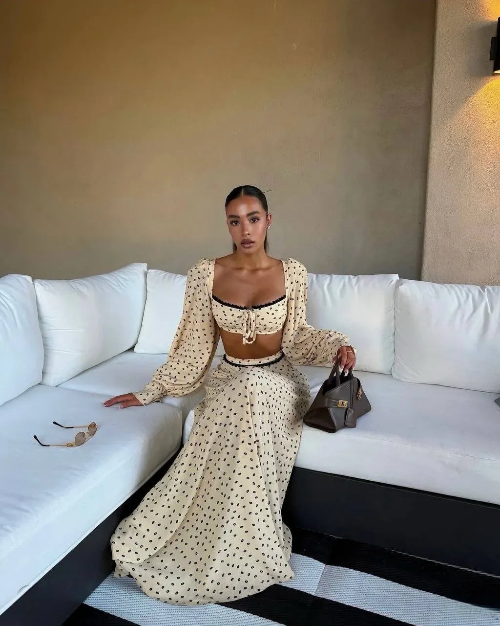 The Riviera Romance Polka Dot Maxi Skirt Set