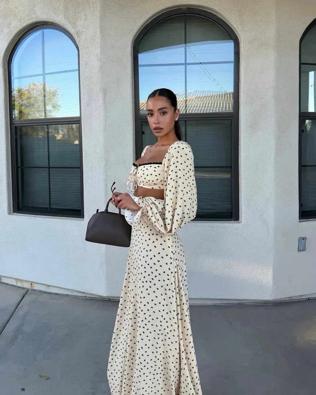 The Riviera Romance Polka Dot Maxi Skirt Set
