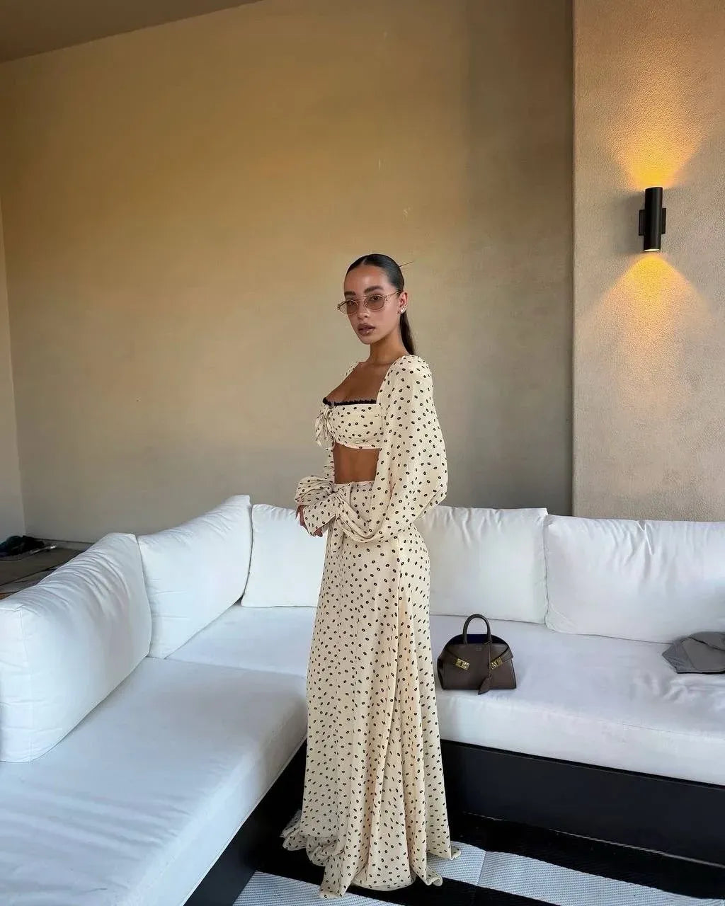 The Riviera Romance Polka Dot Maxi Skirt Set